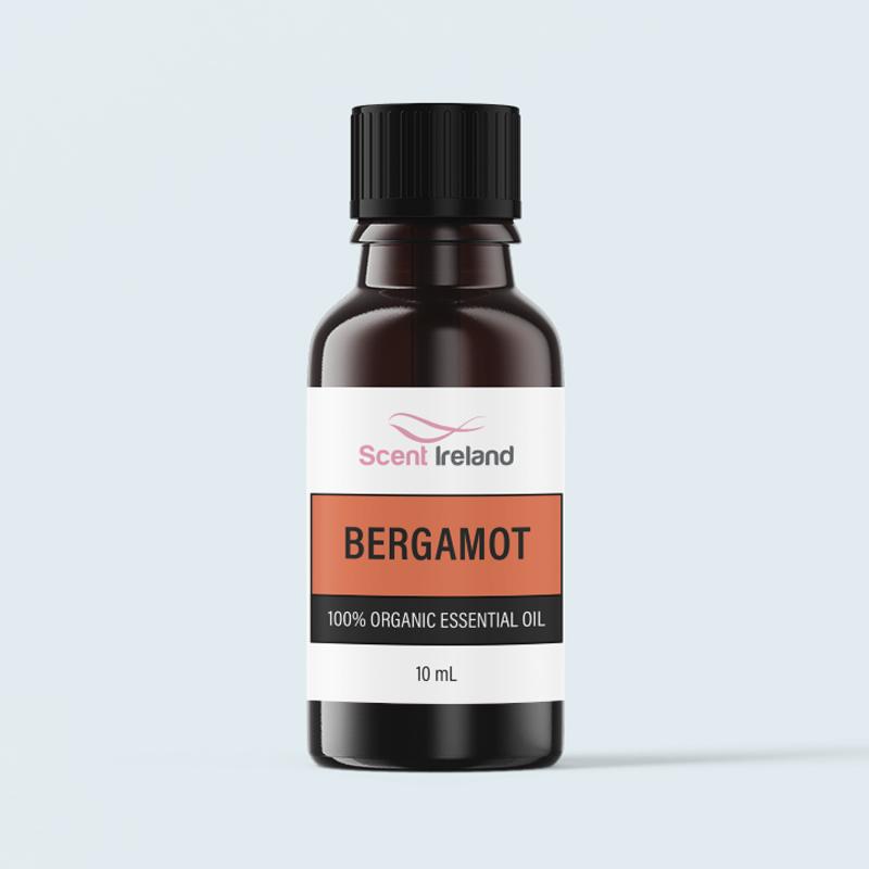 10ml bottle of organic bergamot essential oil with citrus aroma