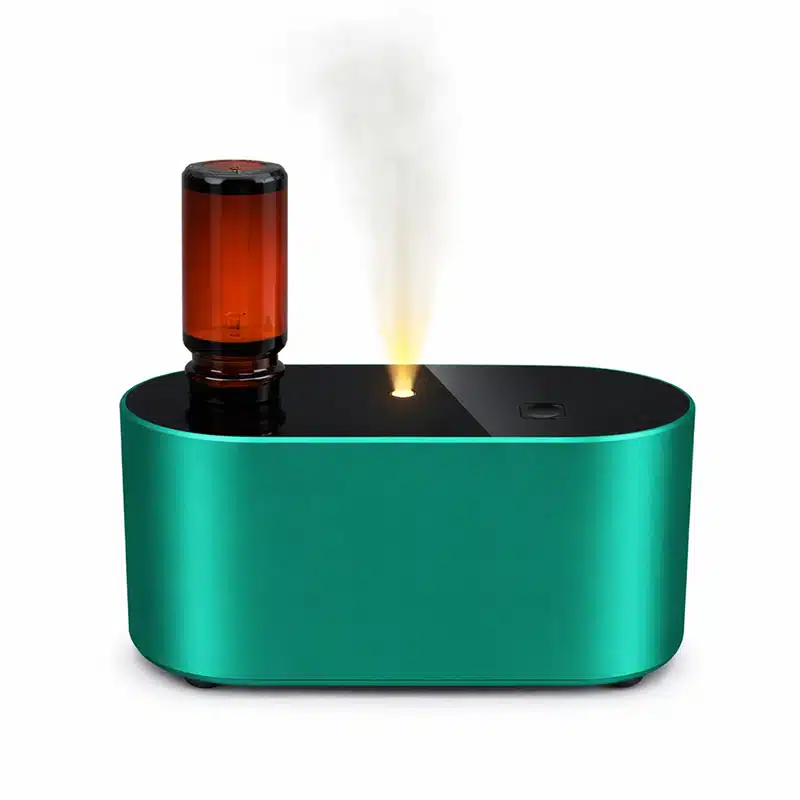 Home aroma diffuser in green – portable waterless nebulizing essential oil diffuser for 10ml/20ml bottles
