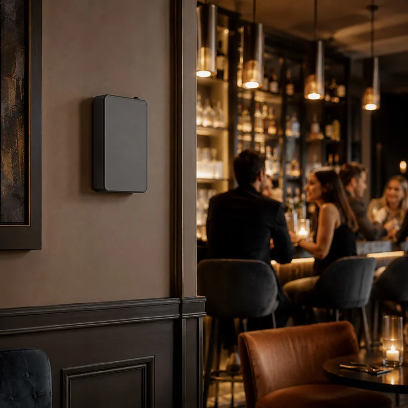 500ml battery powered wall mounted scent diffuser mounted on a pub wall been used for scent marketing