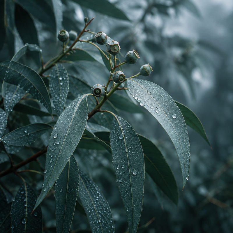 Eucalyptus essential oil blend inspired by fresh green leaves and a clean spa-like atmosphere