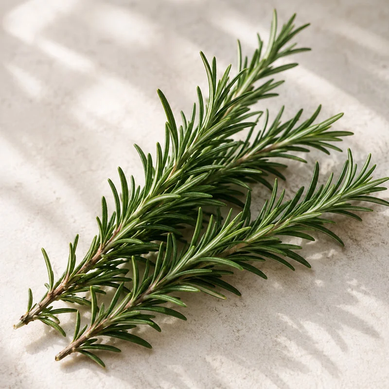 Rosemary diffuser oil with fresh rosemary and eucalyptus leaves